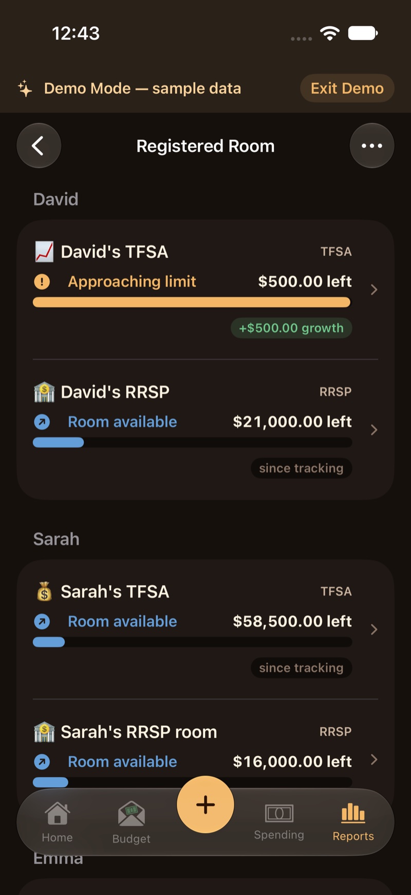Registered Room, with a meter for each plan.