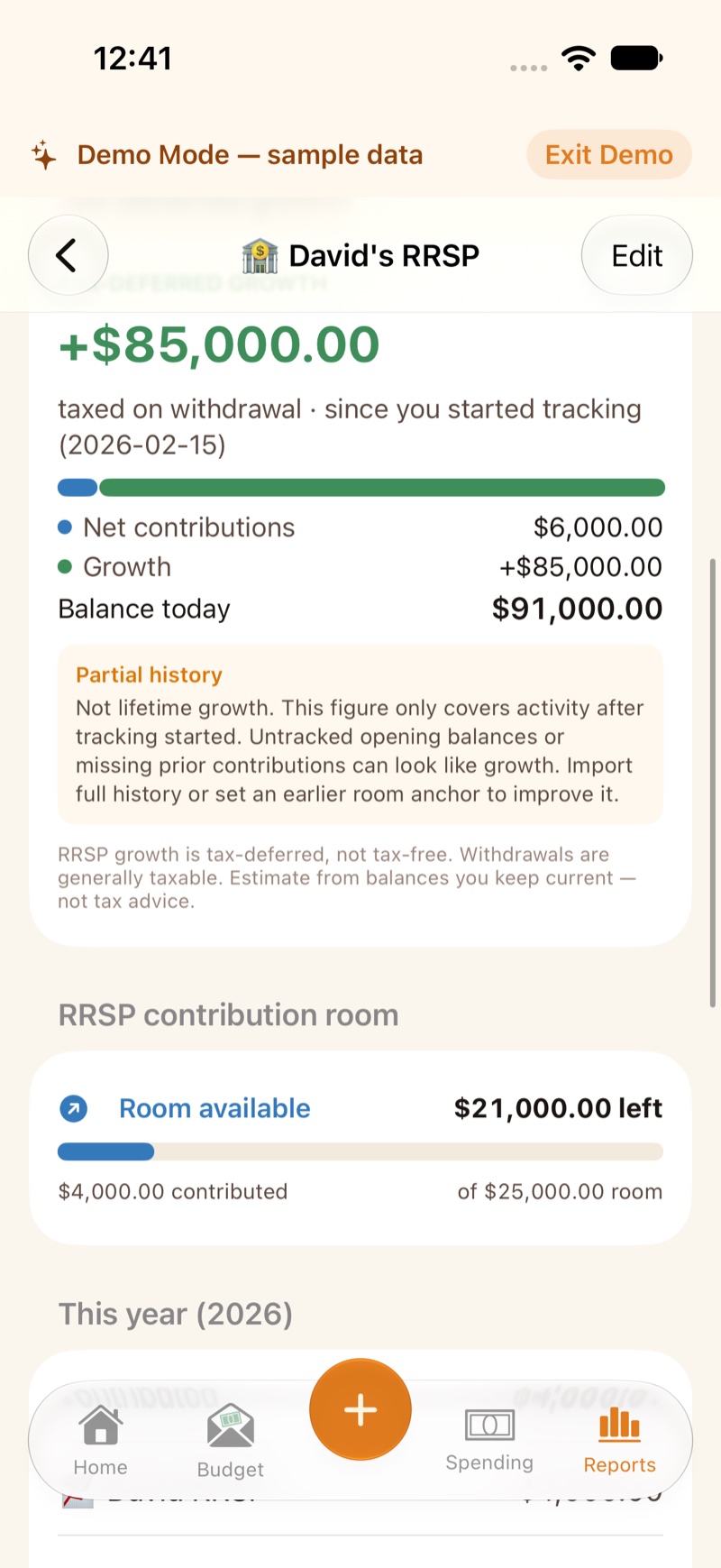 An RRSP plan, with its contribution room meter.